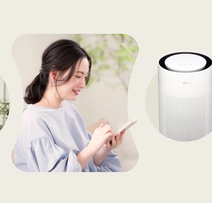 影片展示需要使用空氣清新機的各種情境，並顯示 LG 空氣清新機的使用情況。