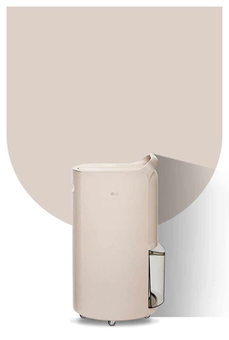 此影像主要呈現樺木白色的 LG Puricare™ Objet Collection 智能抽濕機。