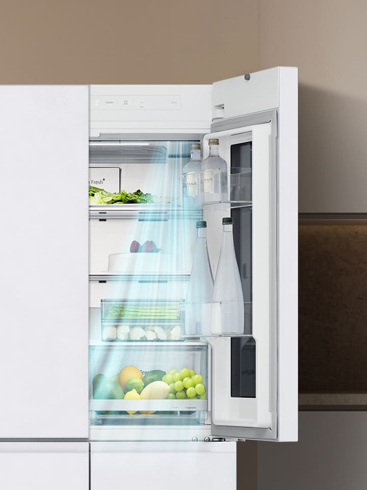 LG 雪櫃配備 DoorCooling+™ 技術,可快速均勻製冷,有助食物持久保鮮。