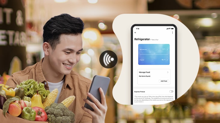 LG ThinQ® 應用程式可遠程監控及控制 LG 雪櫃,使用起來更加方便。