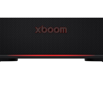 xboom Bounce 的正視圖，並特寫品牌標誌