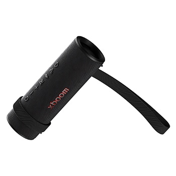 xboom Grab 的底部前視圖，手握未繫
