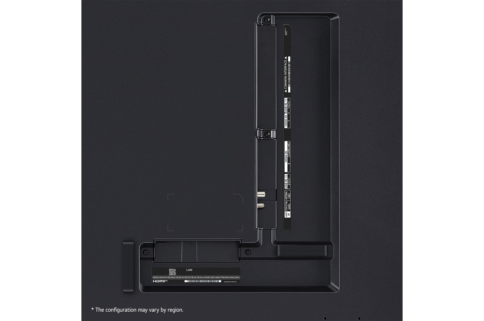 LG QNED80 4K 智能電視的背面圖