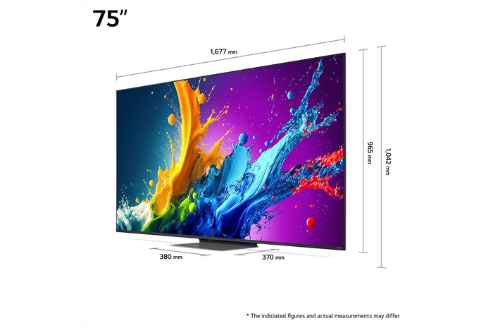 LG QNED80 4K 智能電視的頂部邊緣特寫