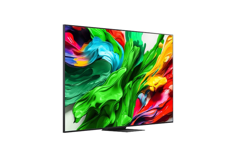 LG QNED evo QNED86 電視微傾斜的右側面視圖