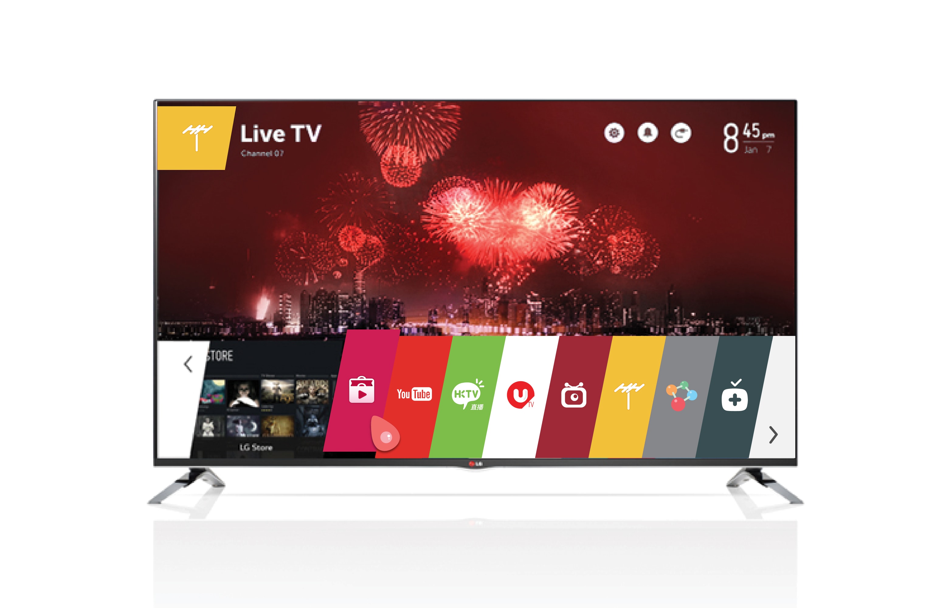 擁有webOS 的 CINEMA 3D 智能電視 55LB6700 的正視圖