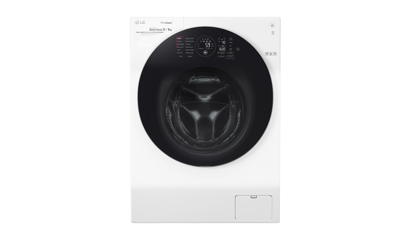 12 公斤 1600 轉 3 合 1 洗衣乾衣機 (韓國製造) G-CS1612W 的正視圖