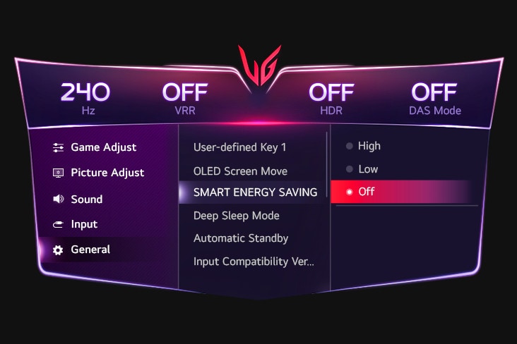 GUI 「智能省電」模式設定的圖像。