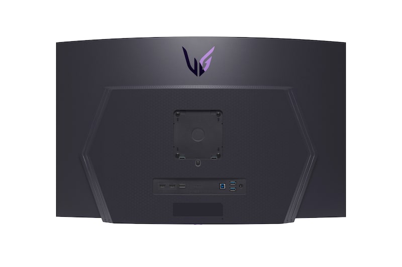 燈光關閉的 45GS95QE 放大後視圖