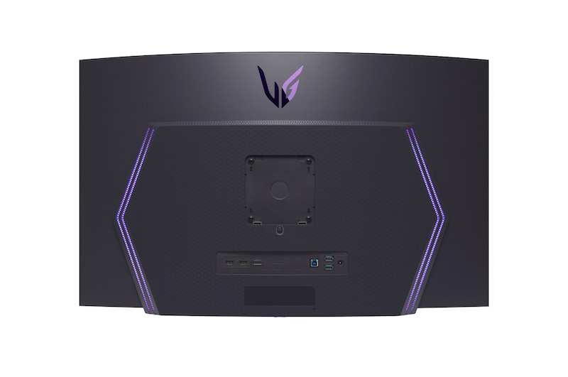 燈光開著的 45GS95QE 放大後視圖