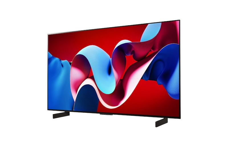 LG OLED evo C4 4K 智能電視的左側面視圖