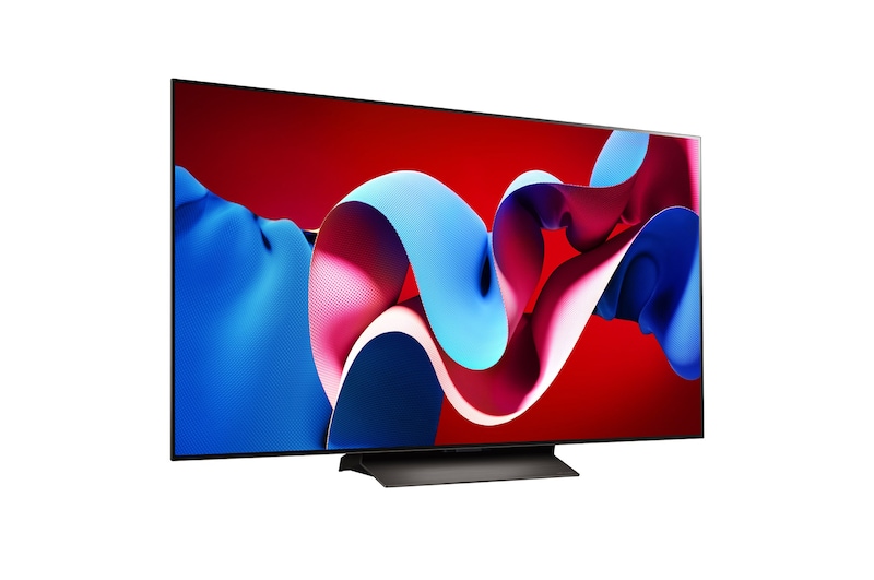 LG OLED evo C4 4K 智能電視稍微傾斜的右側面視圖