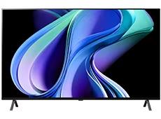 LG OLED A3 顯示彩色抽象藝術作品。 