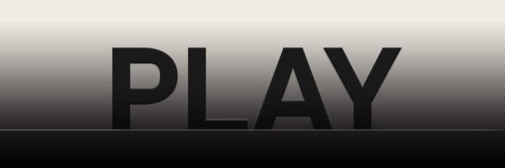 Play text on black gradient background