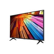 Slightly-angled left-facing side view of LG UHD TV, UT78
