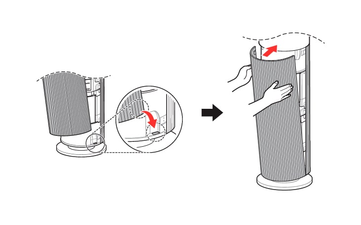 Insert the fixing part at the bottom of the cover into the fixing grooves at the bottom of the product and close the cover