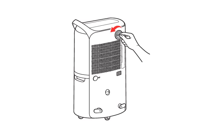 Turn the hose cover on the back of the product counterclockwise to open it