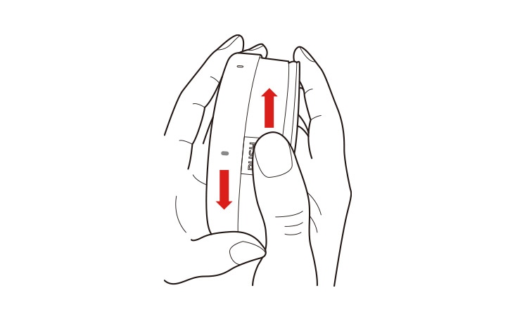 Grip the exhaust filter cover and the exhaust filter using both hands and rotate the exhaust filter cover while pressing the PUSH button in order to separate it from the exhaust filter