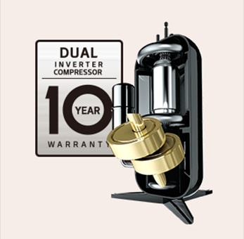 Dual inverter compressor 10-year warranty image.
