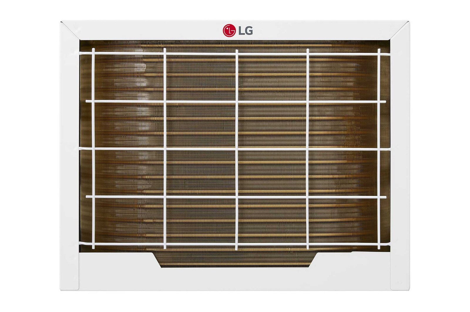 Rear view of an LG window air conditioner.