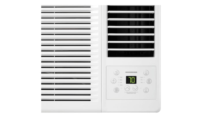 Close-up of LG window air conditioner’s front panel