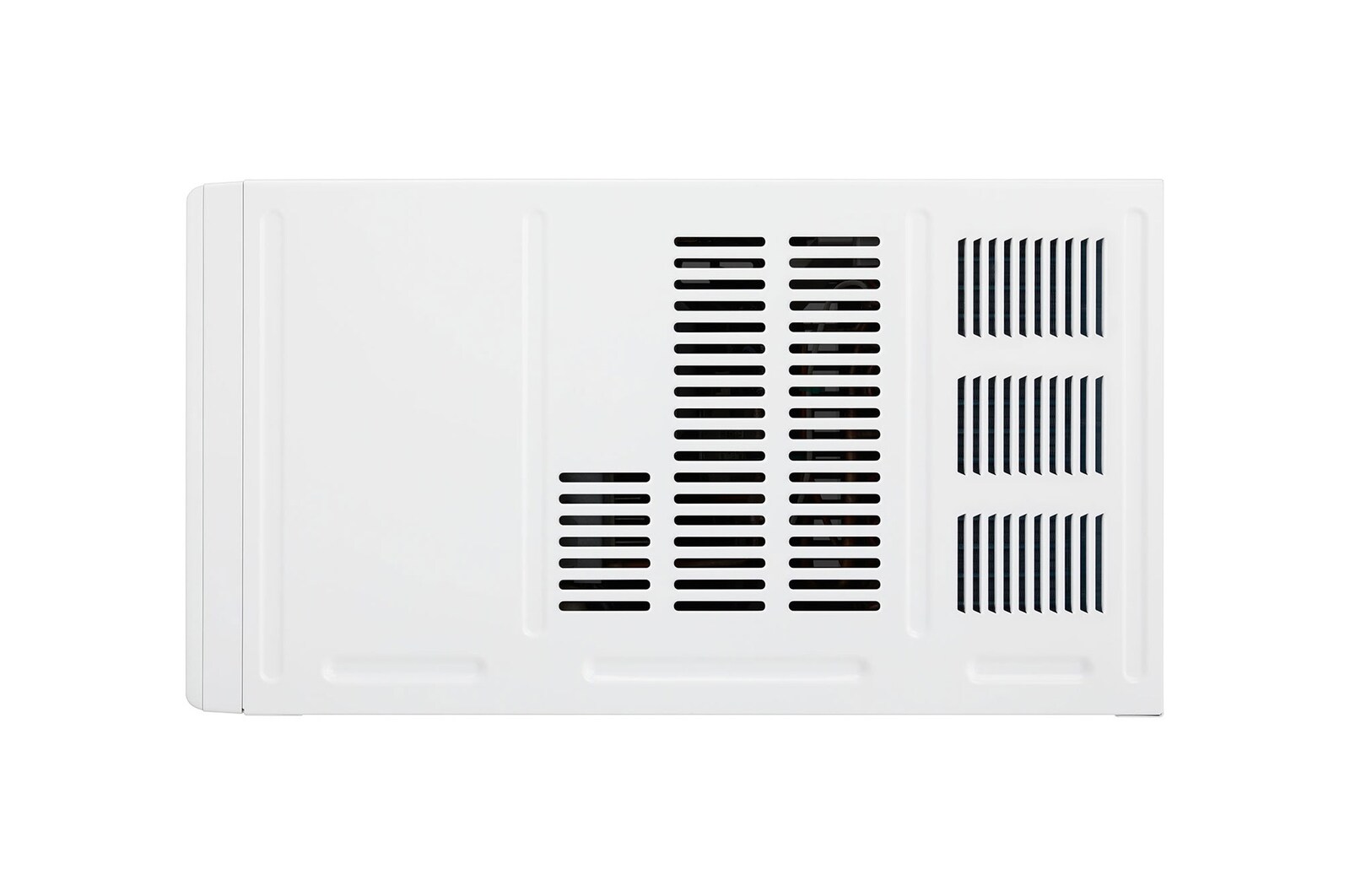 Side view of an LG window air conditioner.