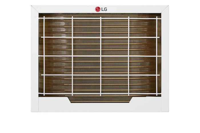 Rear view of an LG window air conditioner.