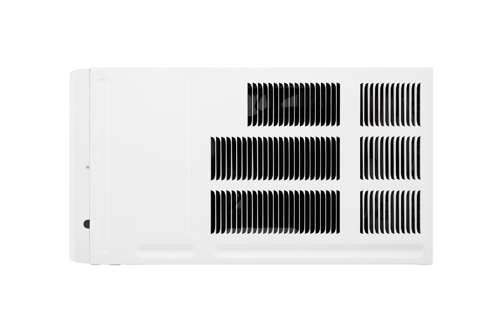 Side view of an LG window air conditioner.