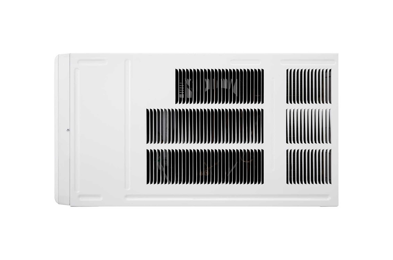 Side view of an LG window air conditioner.