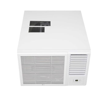 Top-front view of an LG window air conditioner.