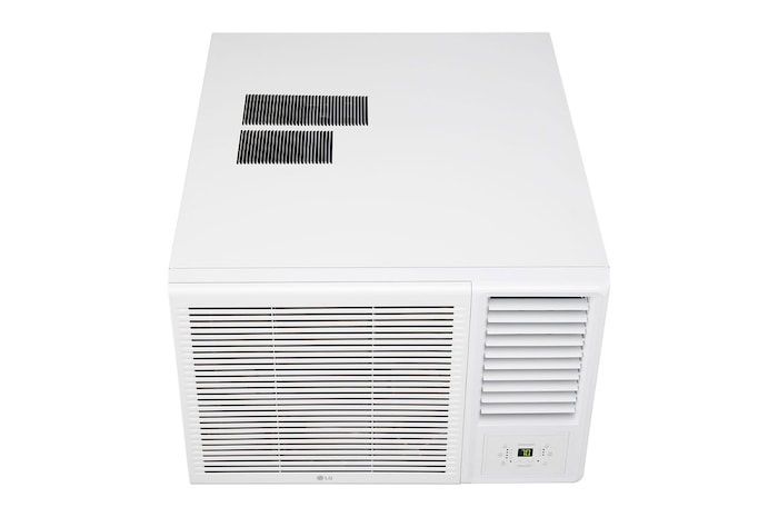 Top-front view of an LG window air conditioner.