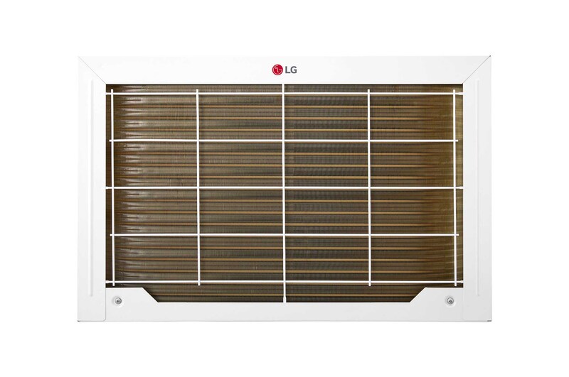 Rear view of an LG window air conditioner.