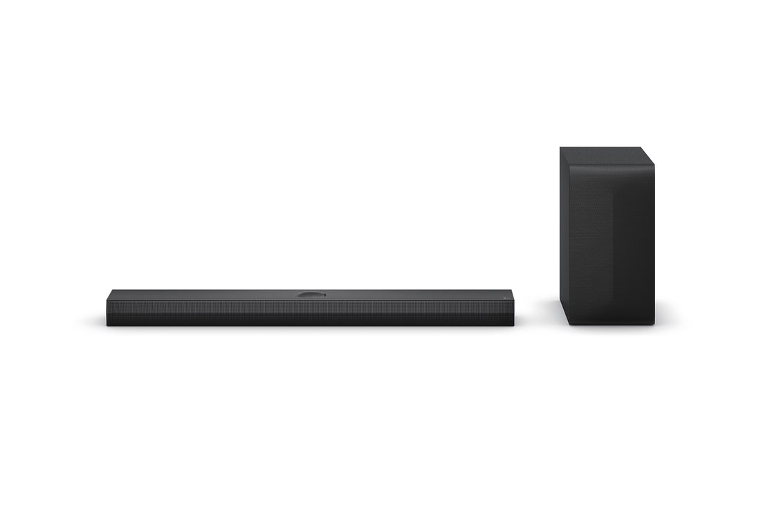 Front view of LG Soundbar S70TY and subwoofer
