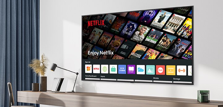 The hotel content including the Netflix App is shown on TV in the hotel room.