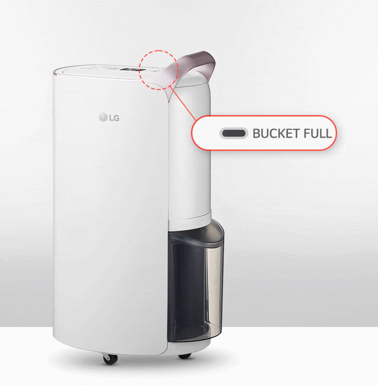 It shows the notification function to empty water tank via the light on the panel and water tank.