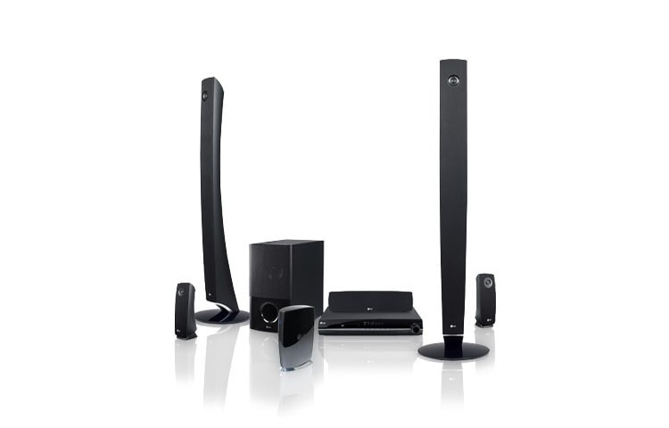 Front view of 1000W Audio Output , 2 Tower Speakers, HDMI in/out, iPod Direct Dock, Wireless, USB 2.0 HW904PA