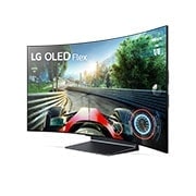 Left-facing Flex seen from a front 45-degree angled view with a fully curved screen.