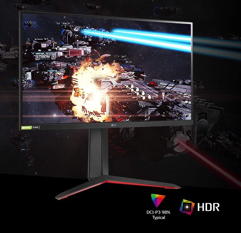 The Gaming Scene in Rich Colors and Contrast on The Monitor Supporting HDR10 With DCI-P3 98% (Typ.).