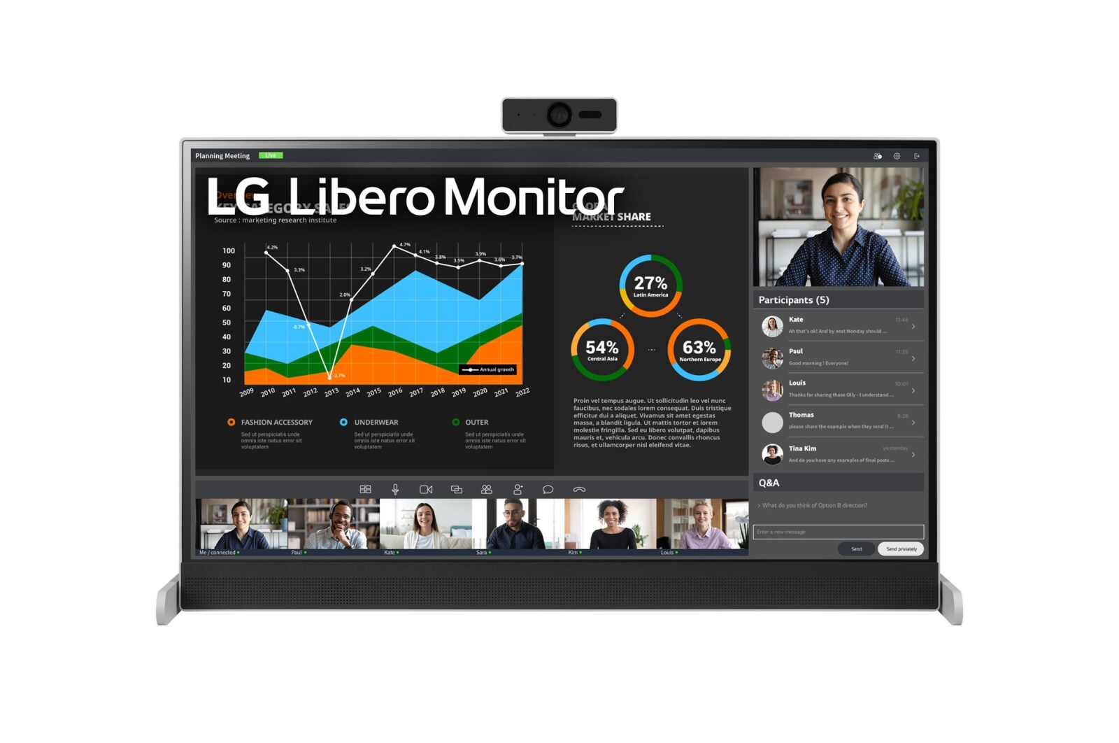 LG 27-inch QHD Libero Monitor with Detachable Full HD Webcam, 27BQ70QC-S