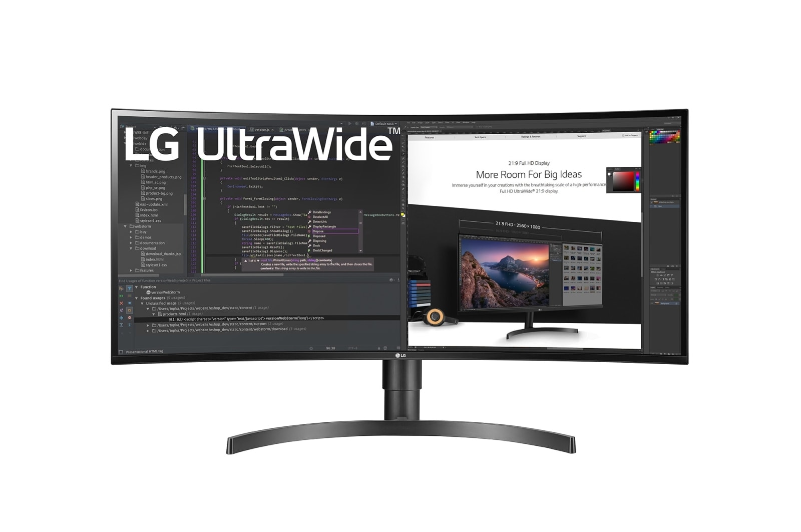 Front view of 34&#34; 21:9 UltraWide™ QHD HDR IPS Curved Monitor 34WN80C-B