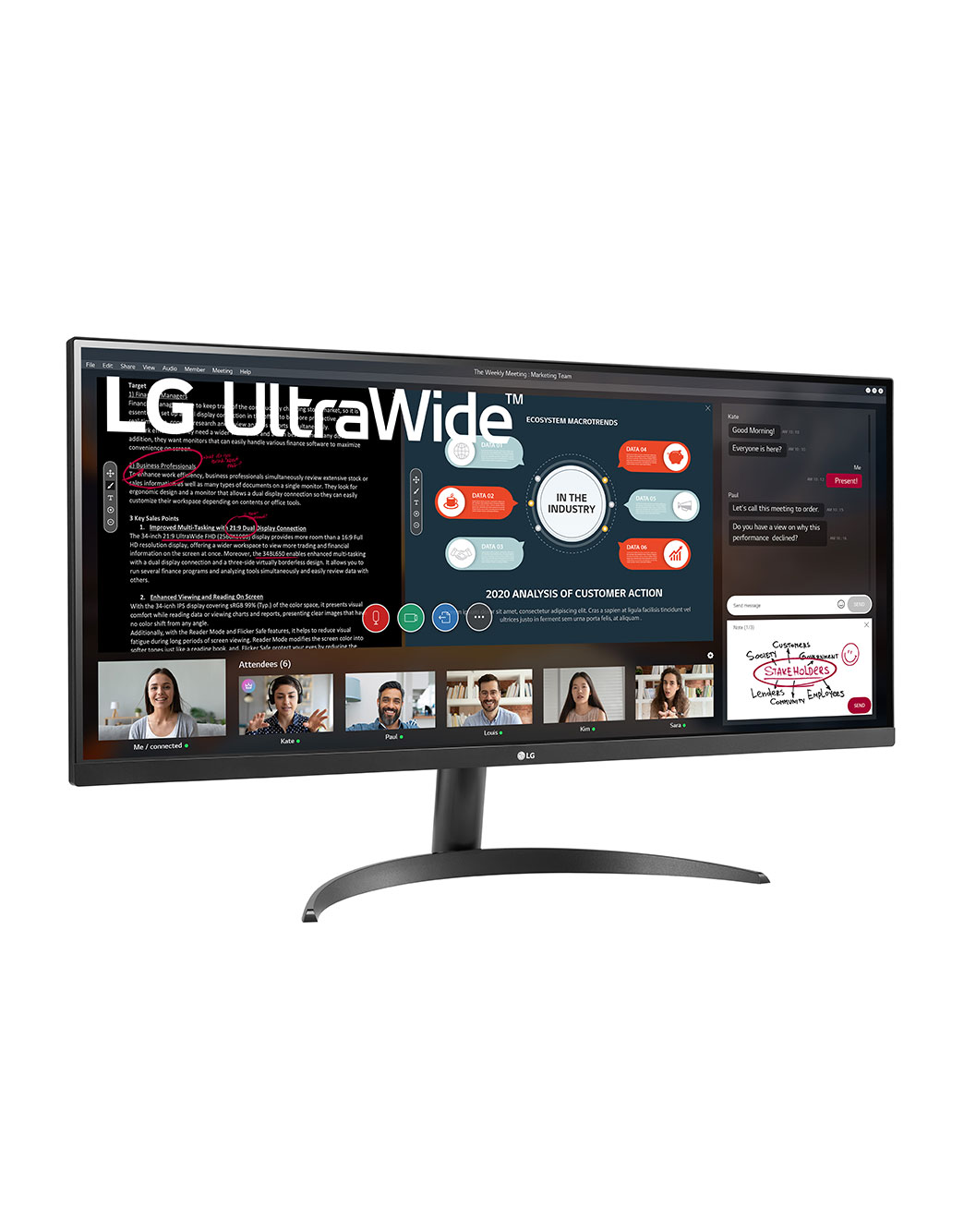 LG 34WP500-B ウルトラワイドモニター 34インチ 本体② 34
