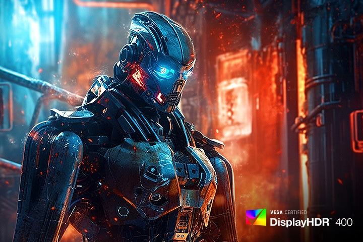 High-definition color robot image reproduced in DisplayHDR™ 400.