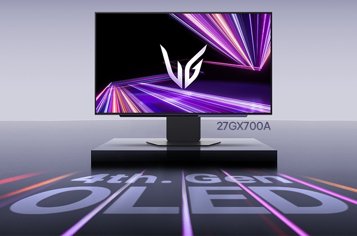 Front image of the UltraGear™ OLED 27GX700A gaming monitor.	
