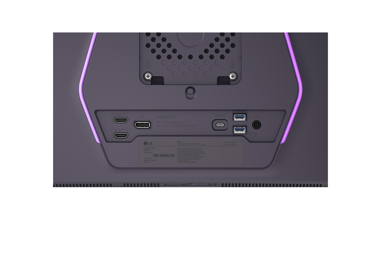 close-up view of ports of 27GX790B