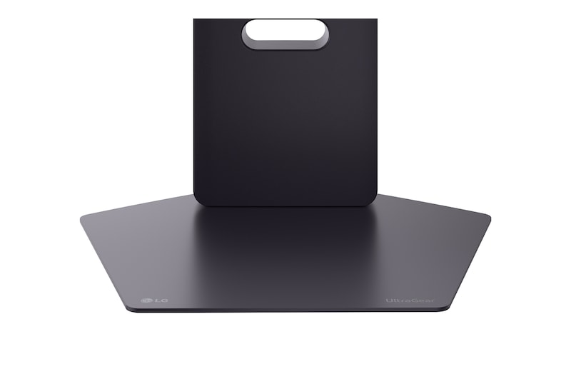 close-up view of stand base of 32GX850A