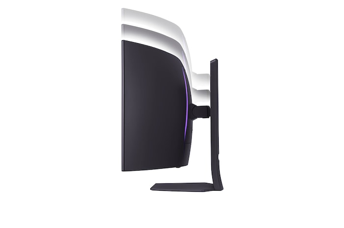 side view of 39GS95QE with monitor height moving downwards on with lights on