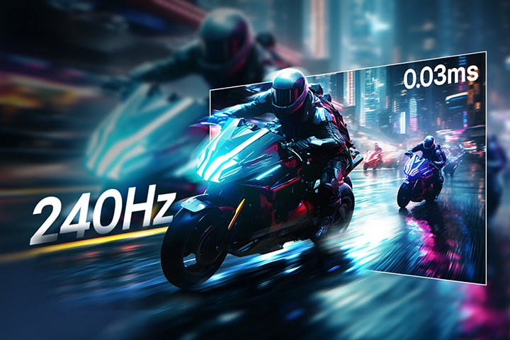 Racing game scene of extremely fast rapid 240Hz refresh rate and 0.03ms (GtG) response.