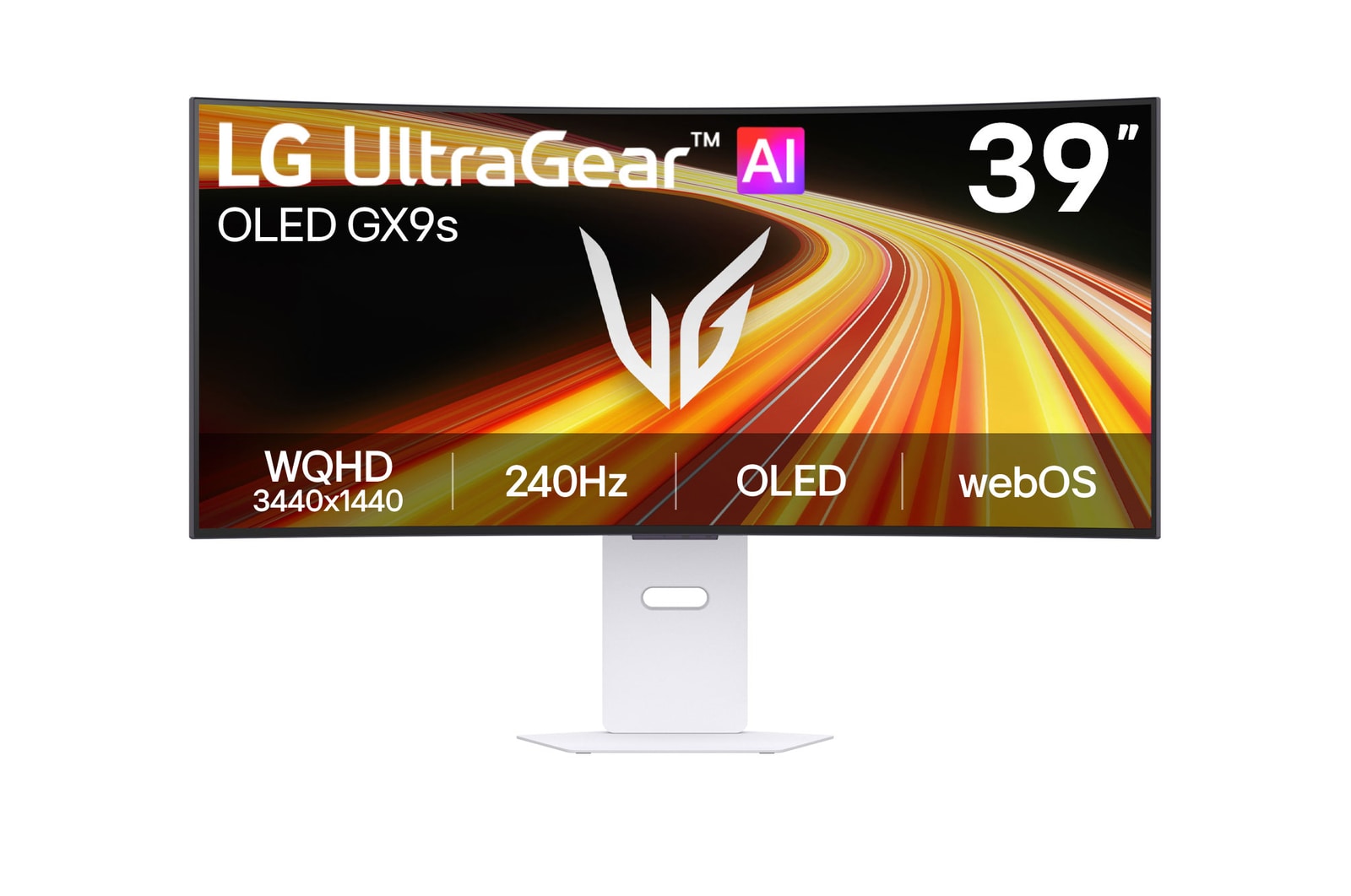 Front view of 39" UltraGear™ WQHD OLED Curved Smart Gaming Monitor, powered by webOS 39GX90SB-W