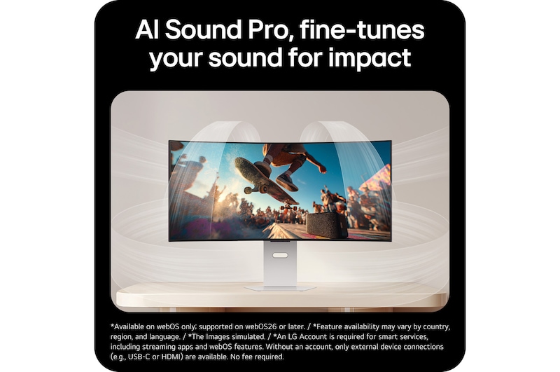 39GX90SB-W This image highlights AI Sound Pro, showcasing optimized audio with enhanced clarity and balance for a more immersive and impactful sound experience.