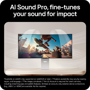 39GX90SB-W This image highlights AI Sound Pro, showcasing optimized audio with enhanced clarity and balance for a more immersive and impactful sound experience.